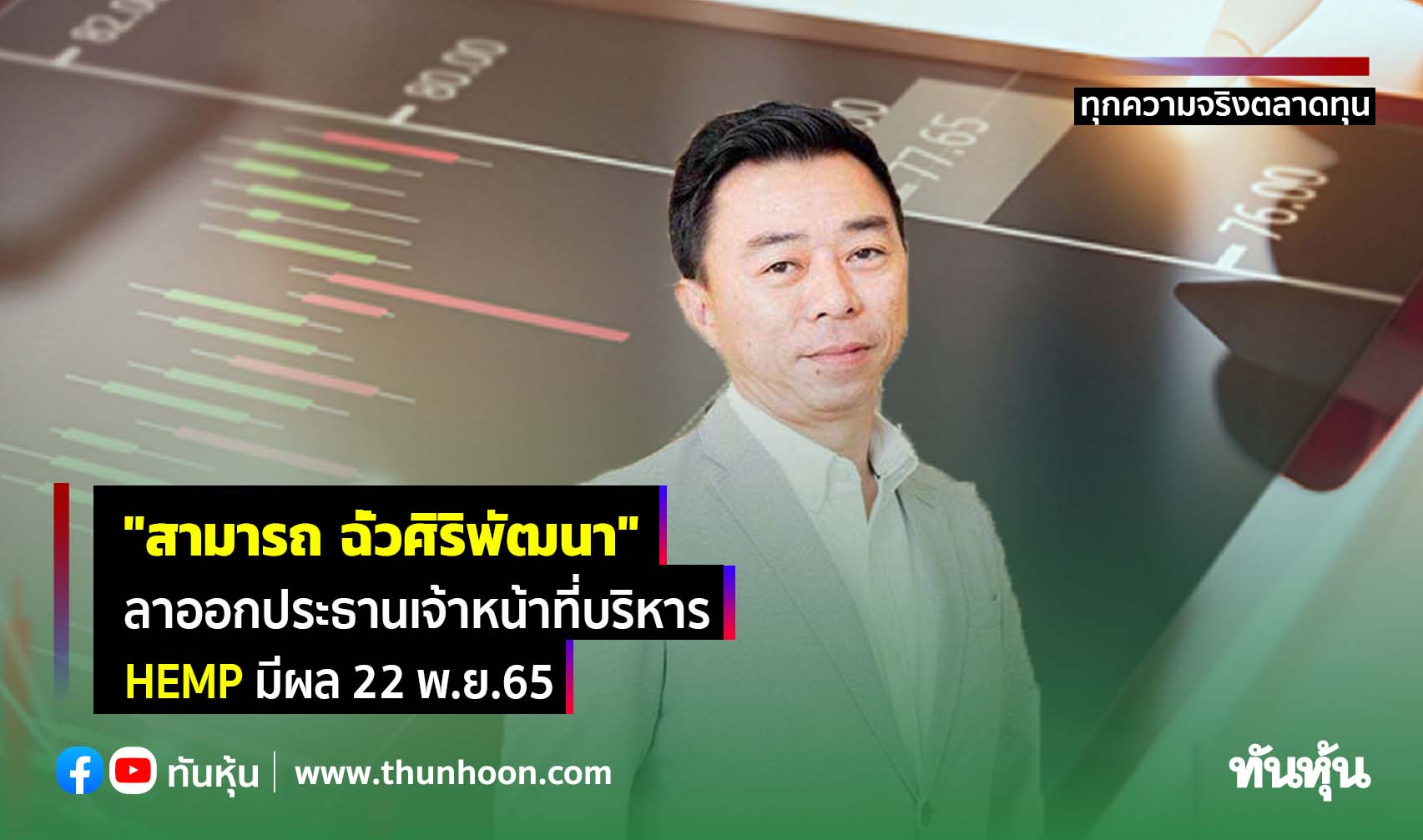 "สามารถ ฉั่วศิริพัฒนา" ลาออกประธานเจ้าหน้าที่บริหาร HEMP, ราคาหุ้นร่วง 20%